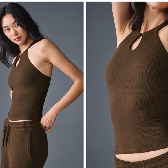 Alo Ribbed Mesmerize Bra Tank S Ivory - Picture 3 of 9